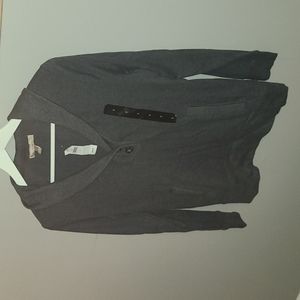 Dark gray shawl collar casual sweatshirt